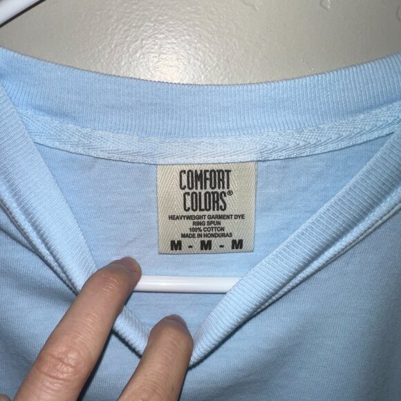 Comfort Colors Tee In CHAMBRAY With Glitter Transfer "TRUMP GIRL SOCIAL CLUB" - Picture 3 of 5